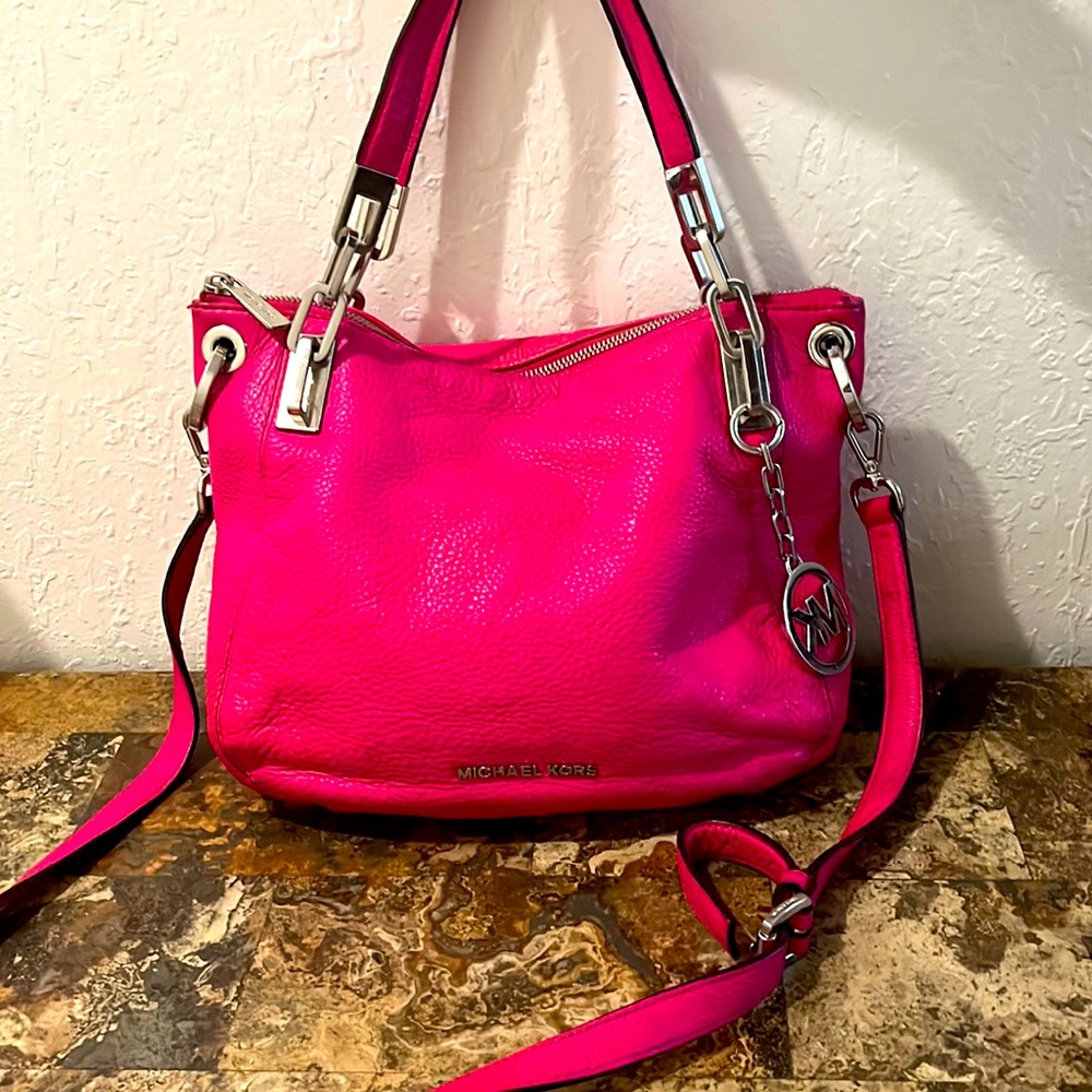 Michael Kors hot pink leather purse